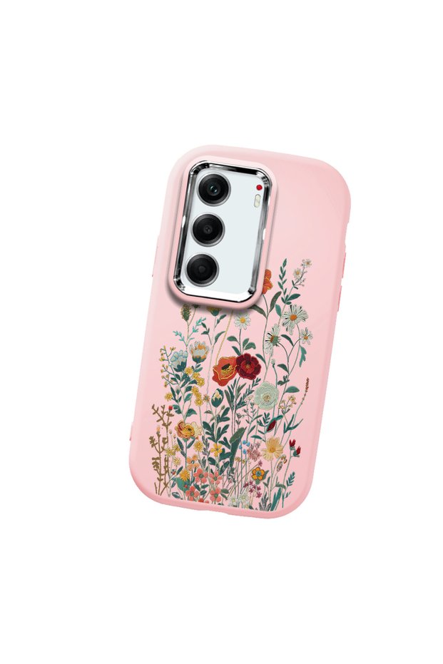 Tecno Camon 40 Compatible Camera Protected Pink Soft Silicone Phone Case Floral Print