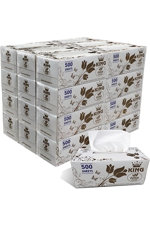 King Ultra Soft Facial Tissues, 500 Tissues per Box (12,000 Tissue Total), 24 Large Boxes, 2-Ply