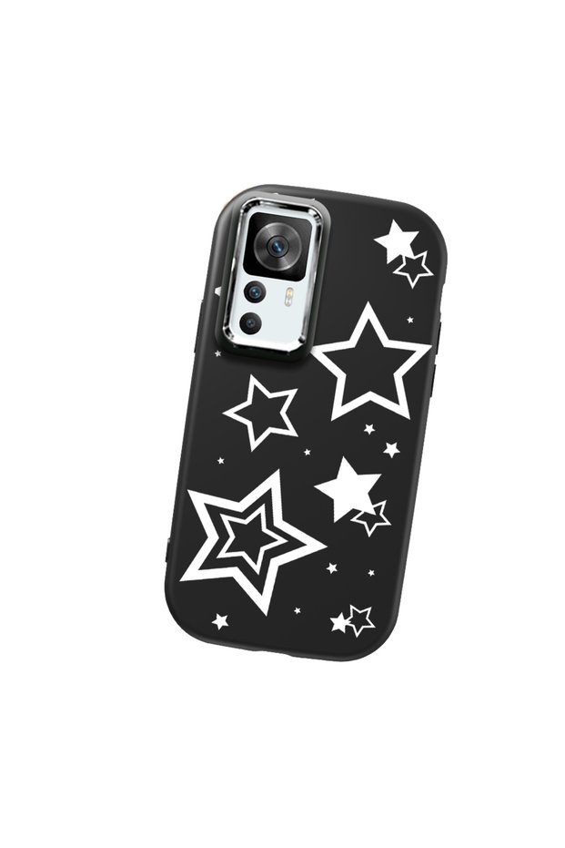 حافظة هاتف من السيليكون الناعم باللون الأسود متوافقة مع كاميرا Redmi K50 Ultra وحماية للهاتف Star منقوش