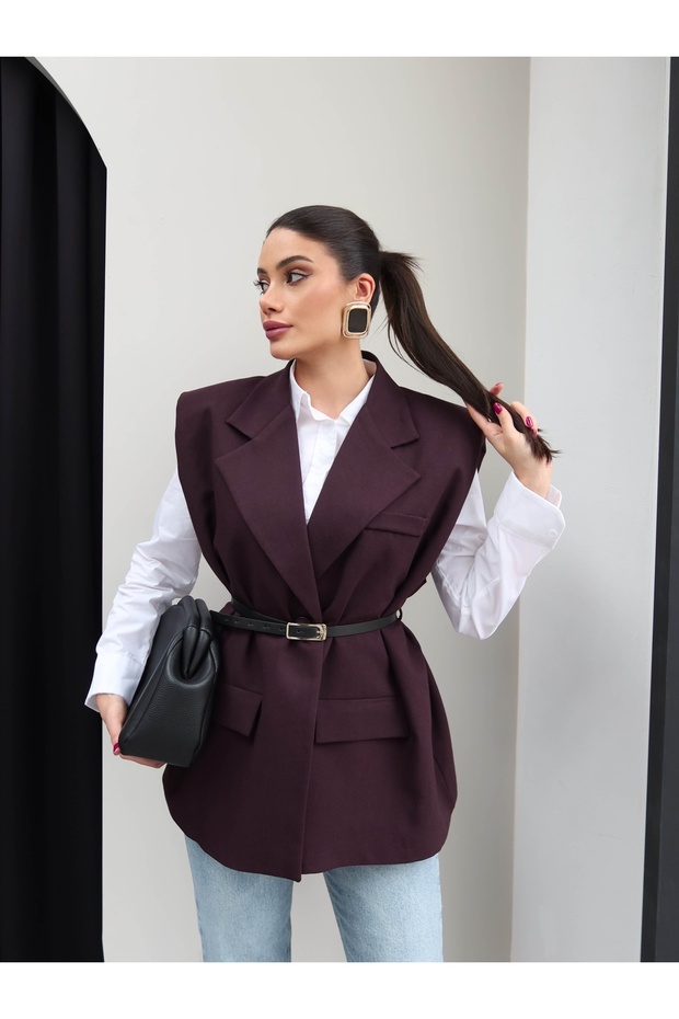 Shoulder Pad Detailed Belt Pieces Vest