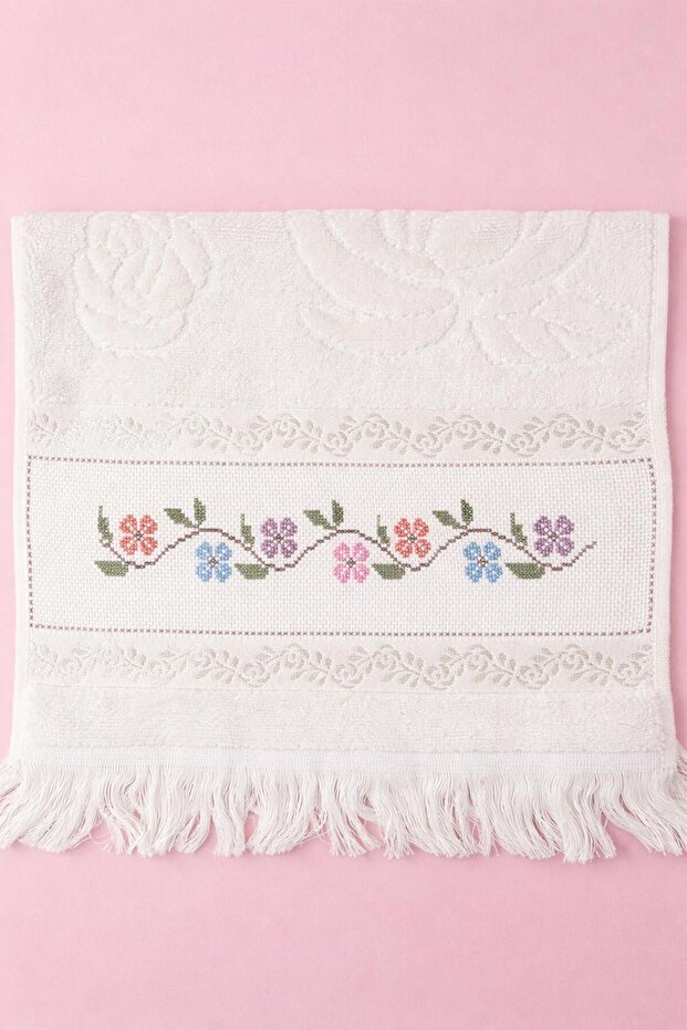 Hand-Embroidered Cross-Stitch Embroidered Ka Velvet Tamin Dowry Kitchen and Oven Towel