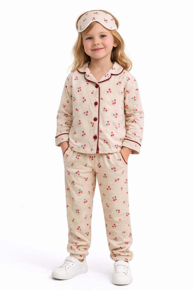 Girl's Cherry Printed Pajama Set