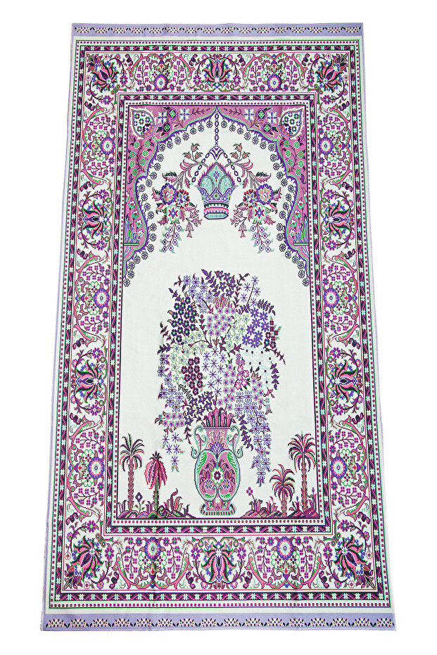 مخمل حرير D ذو ملمس بارز D منقوش سجادة صلاة - سلسلة ريان RYN-05