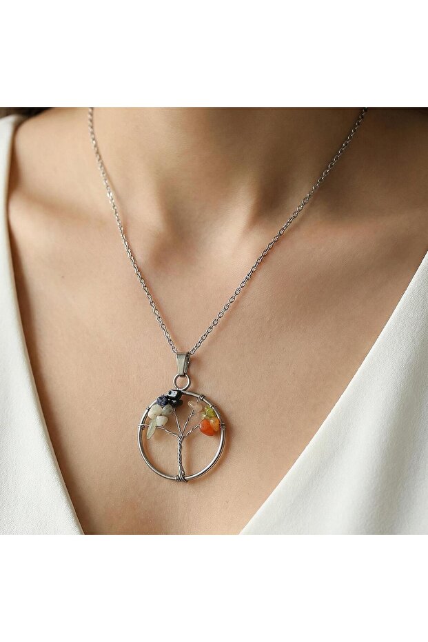 Libra Zodiac Tree of Life Necklace - Stainless Steel