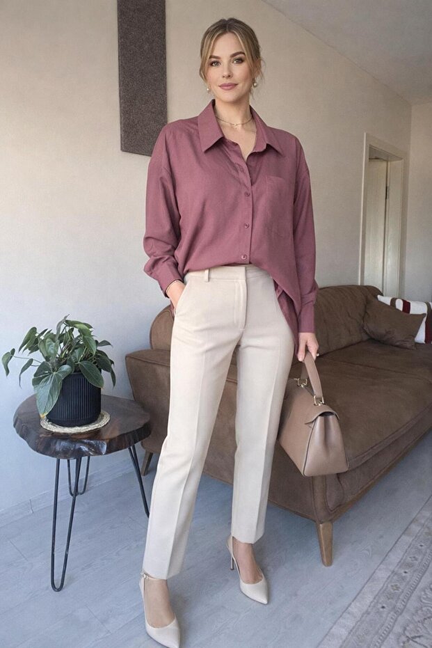 Mürdüm Tensel Gömlek - 1