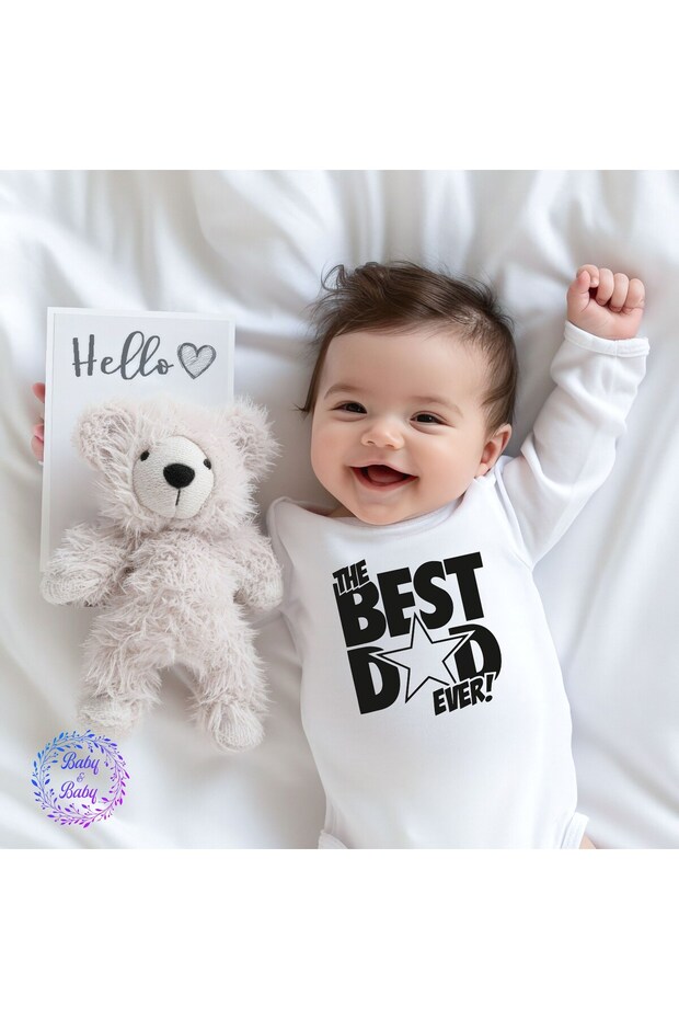 Best Dad Gift Packaged Long Sleeve Snap Fastener Baby Bodysuit