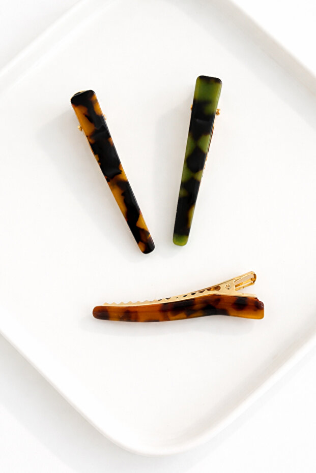 Set of 3 Modern Patterned Latch Hair Clips