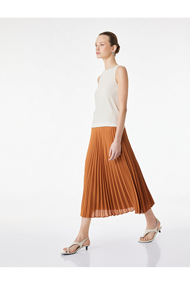 Brown Women Polyester Skirt