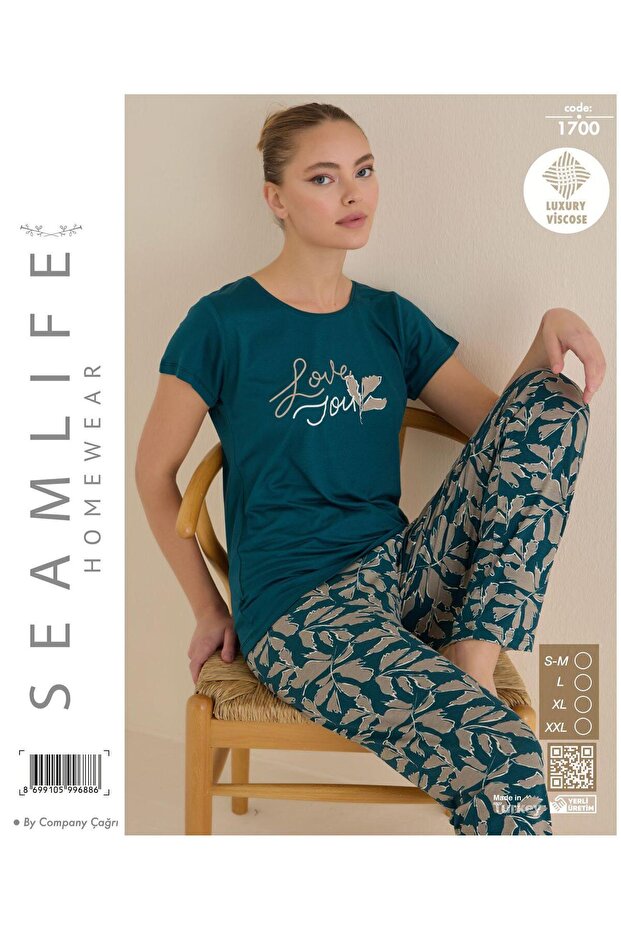 Seamlife Women's Luxury Extra Soft 100% Cotton Viscose Short Sleeve Pajama Set