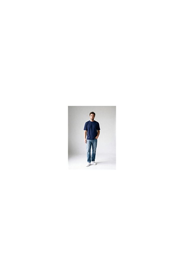 Premium Cotton Crew Neck Basic T-Shirt – Dark Blue