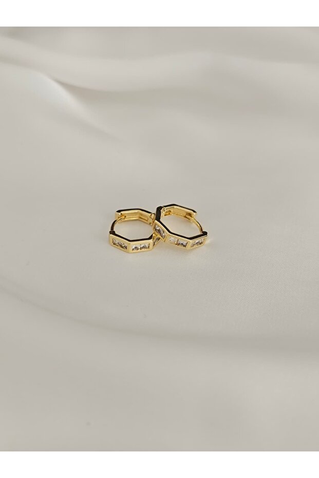 Xuping Anti-Tarnish 1.4 cm Long Stone-Studded Hexagonal Shape Ring Model Earrings