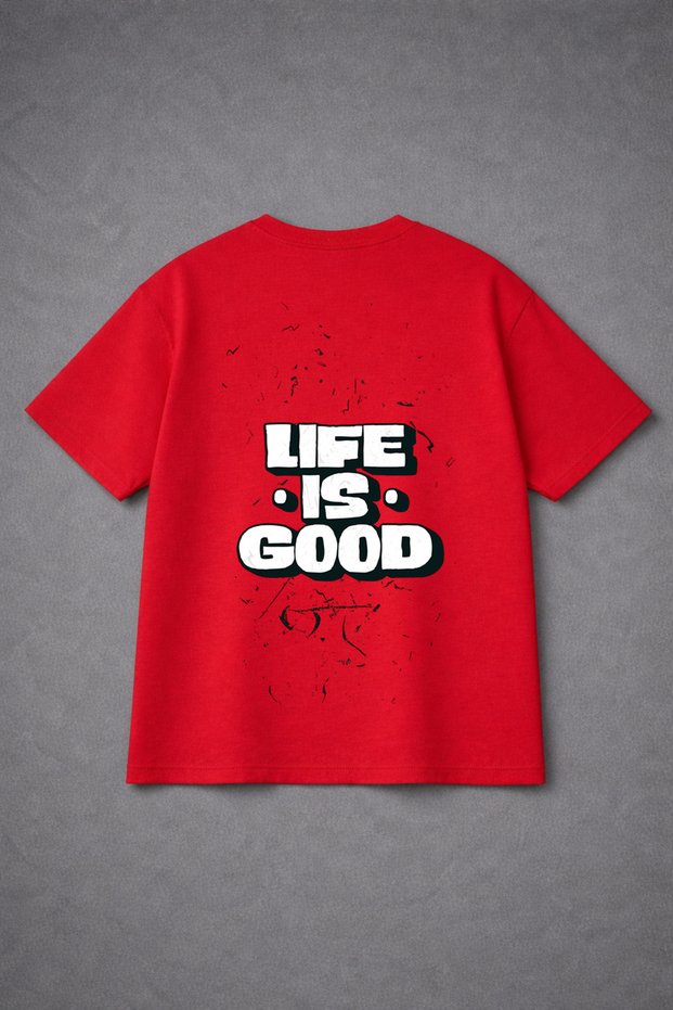 Unisex Oversized T-Shirt Life Is Good Ba Printed 100 Pa Cotton Workwear Comfortable Fit