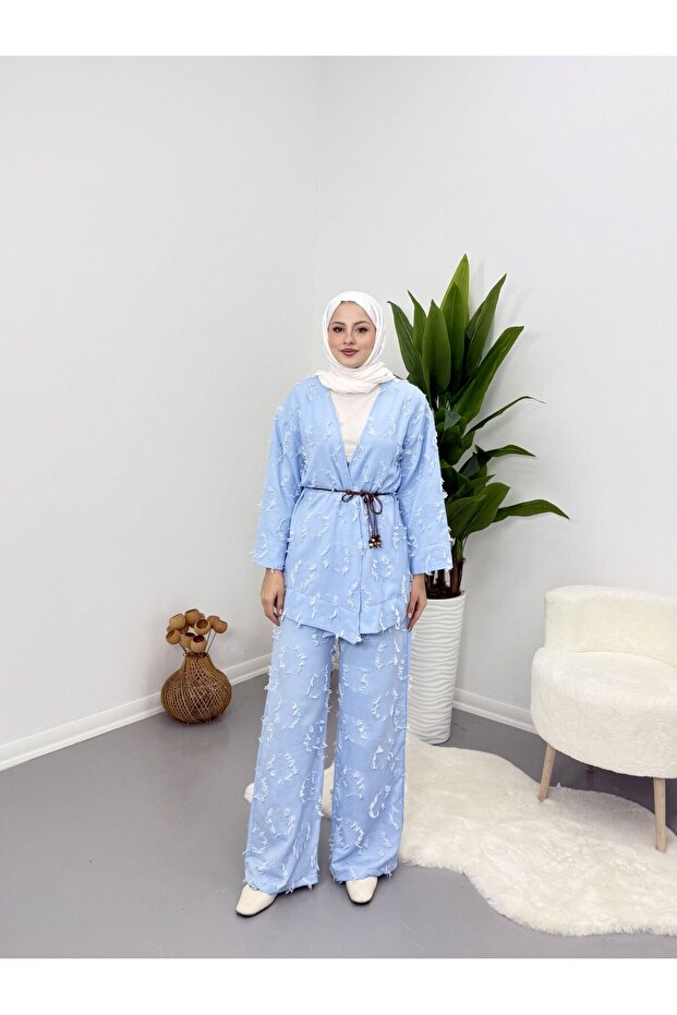 Tasseled Belted Kimono Set - 4