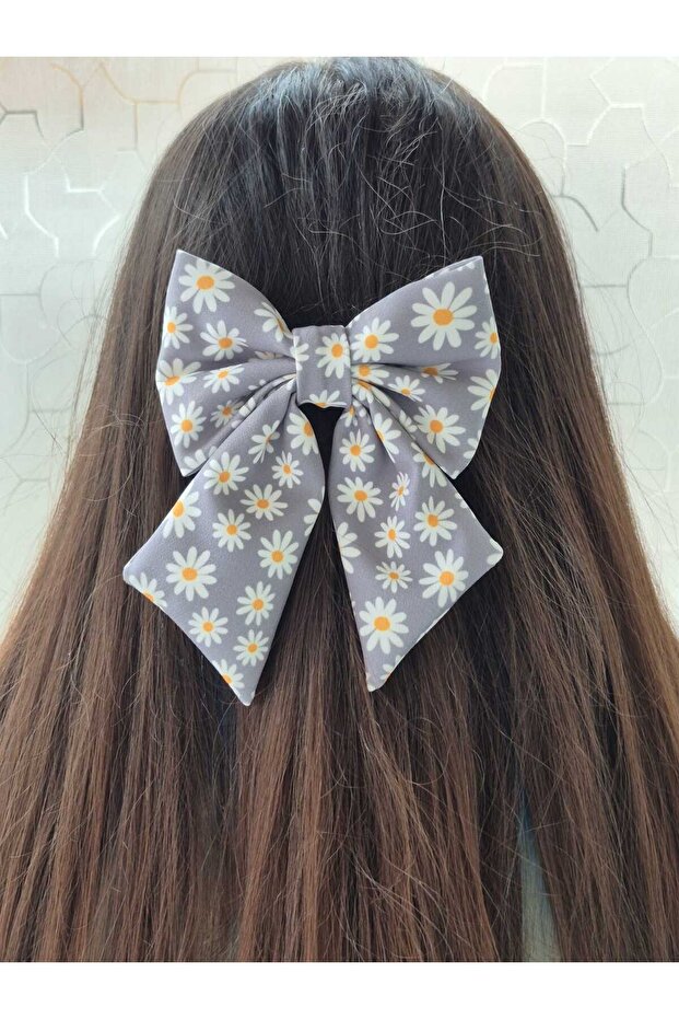 MelKady 527C - مشبك أوتوماتيكي فاخر من نوع Papatya منقوش Bowknot