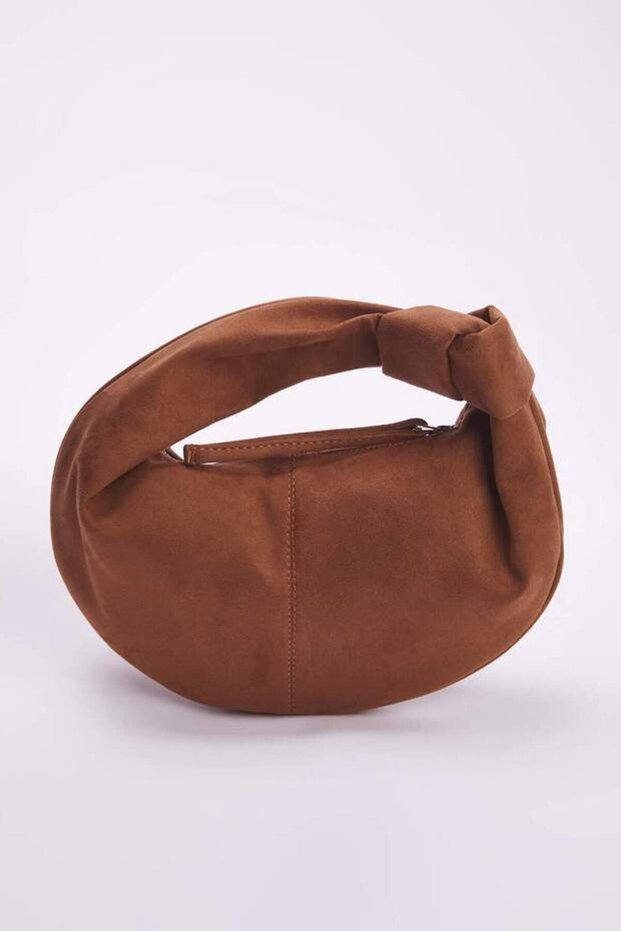 The Moiss Suede Women's Mini Size Tan Color Oval Shoulder Bag Bag