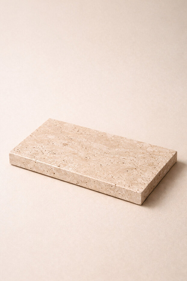 Travertine Marble Key Plate 12X25 cm Decorative Entrance Keychain and Tabletop Organizer