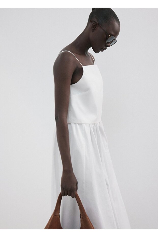 Pamuklu cropped bluz - 1