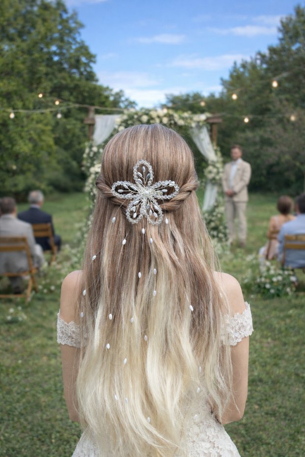 Daisy Design Hairpin Made of Crystal Beads, Hair Vine, Bridal Hairpin, Engagement Hairpin