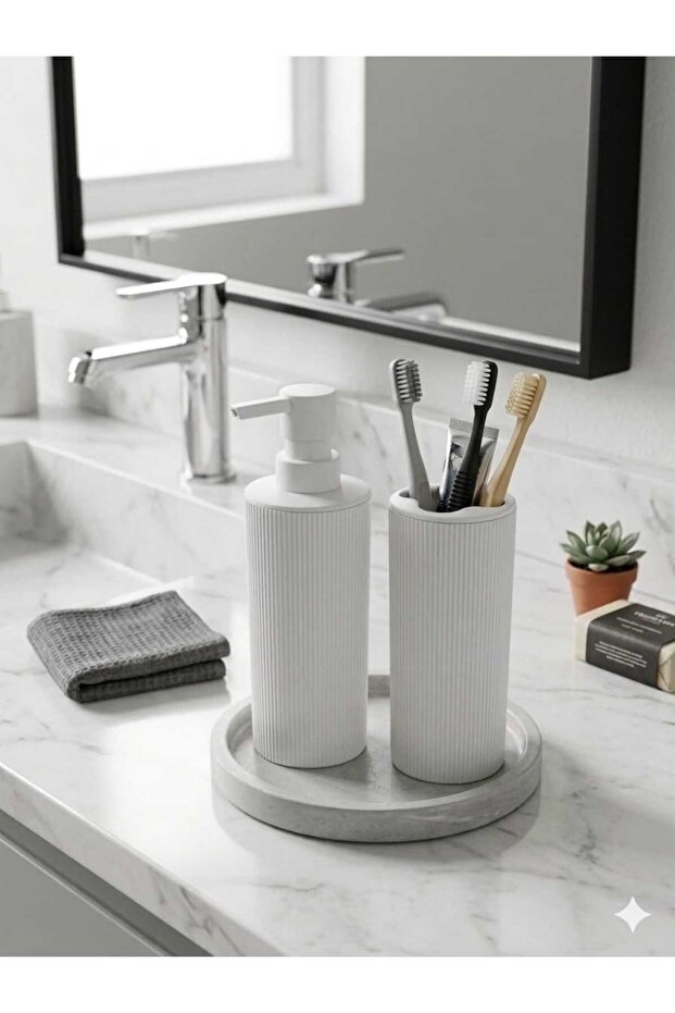 Liza Modern Soap Dish and Toothbrush Holder - Modern Bathroom Set of 2 - White