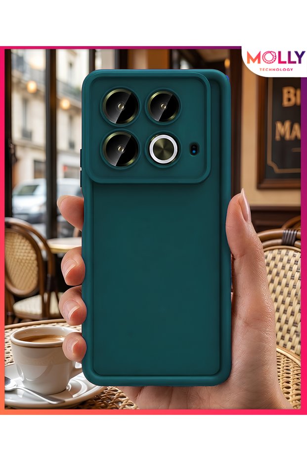 Pine Green Edges Thick Pan Silicone Case for Infinix Note 40 Pro