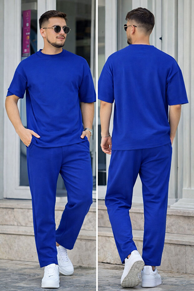 Men's Oversized Basic T-Shirt Pants Set Comfortable Fit Daily Combination