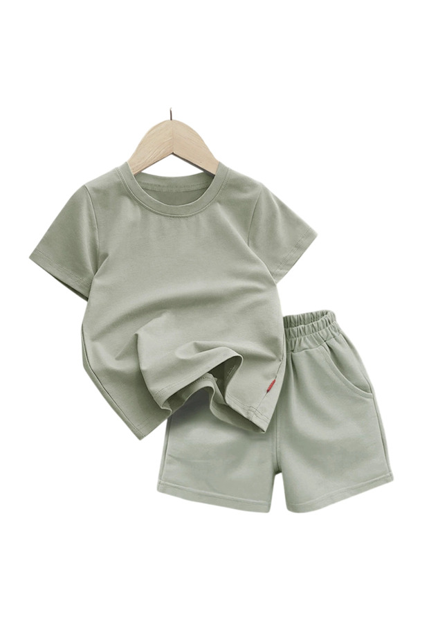 -Girl Lounge Set T-Shirt & Shorts, Olive Light, 1Y to 10Y