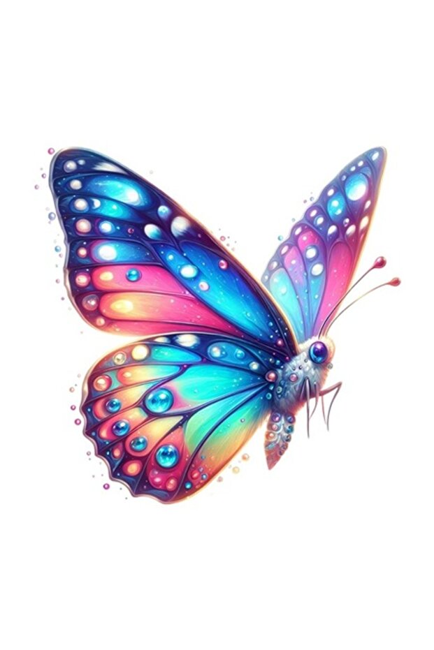 Autocolant decorativ, fluture, multicolor - 1