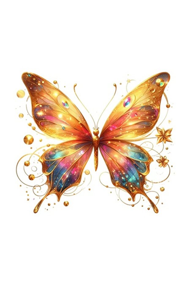 Autocolant decorativ, fluture, multicolor