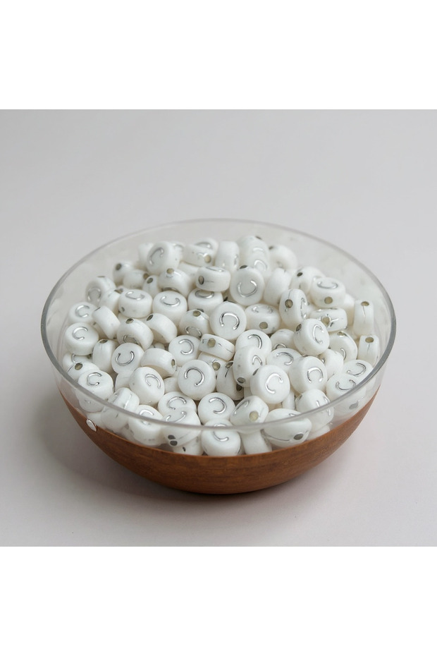 Silver Gilded C Letter Beads (50 Pieces)