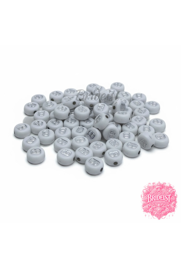 Silver Gilded B Letter Beads (50 Pieces)