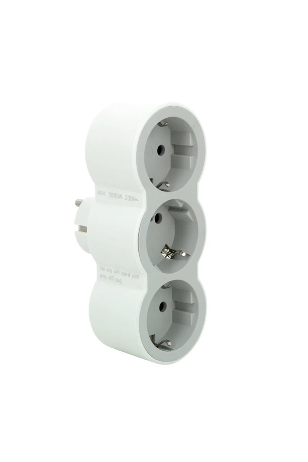 Front triple socket, 16A, white-gray