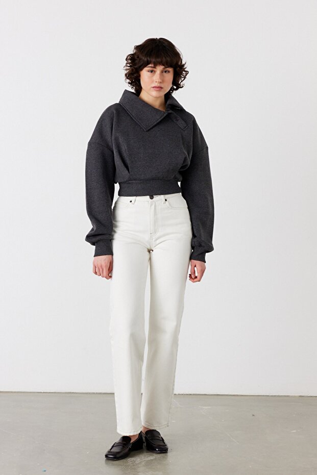 Pulse Crop Sweatshirt Antrasit - 4