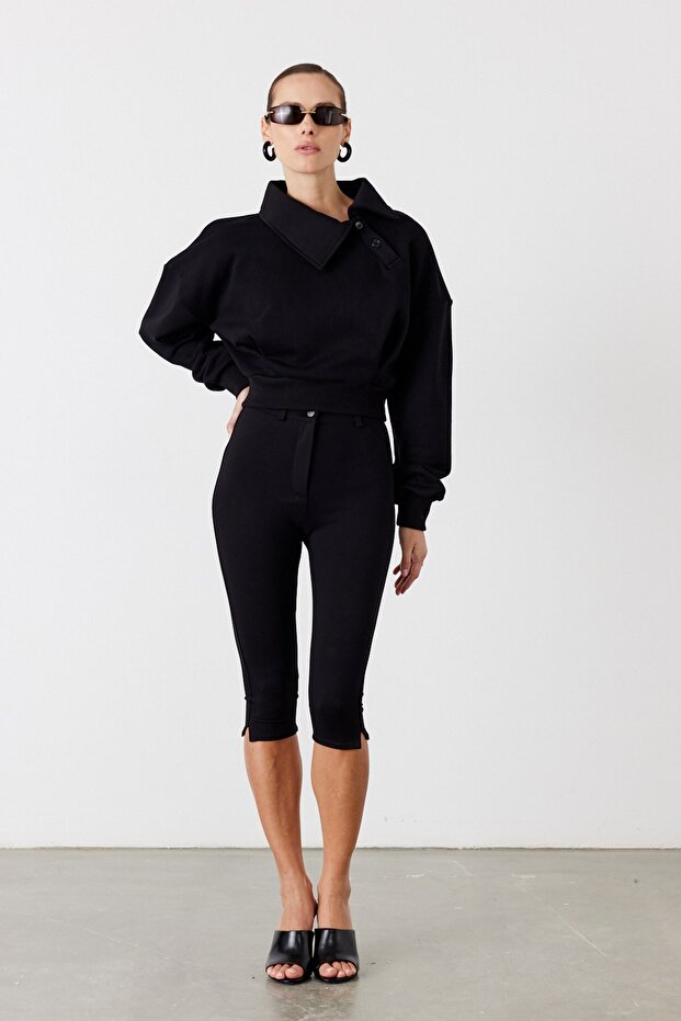 Pulse Crop Sweatshirt Siyah - 4