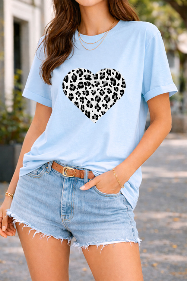 Women's Printed Detail Oversize Bol Cut T-Shirt with Cycling Neck