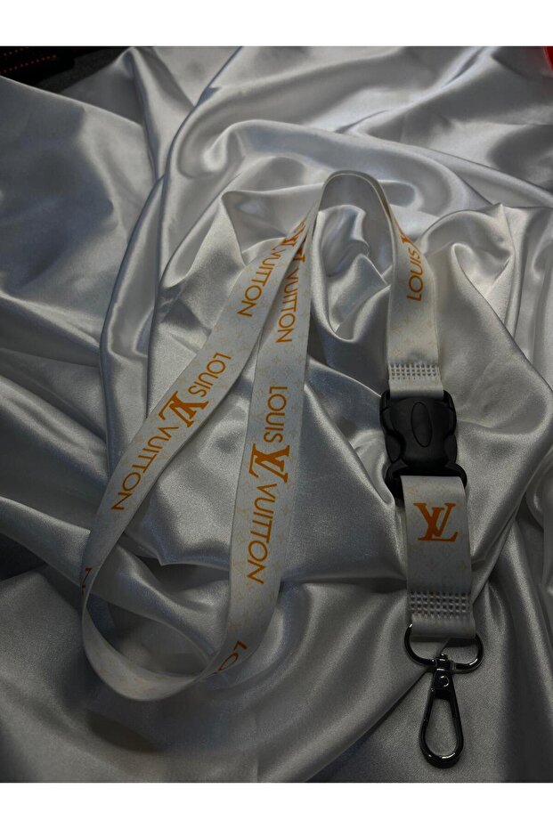 White with Yellow Pattern Neck Strap Lanyard, Matching Mirror Strap Lanyard, Keychain Lanyard Moto Accessory