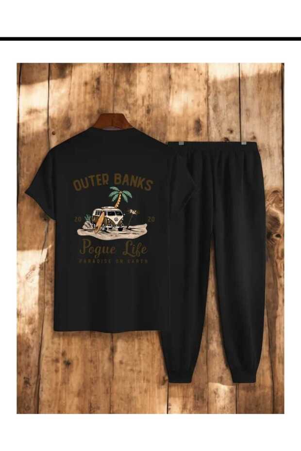 Printed Sweatpants and T-Shirt - Jogger Pants T-Shirt Bottom Top Sweatpants Set Crew Neck