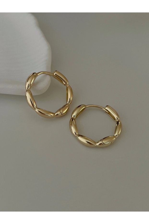 Gold Twisted Detailed Hoop Earrings 2.5 cm