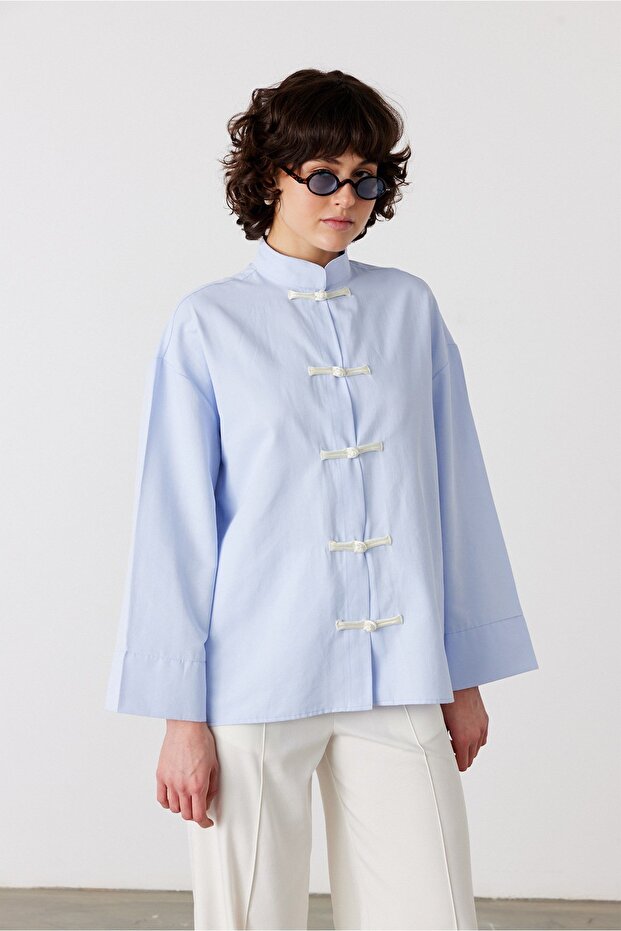 Knot Tie-Detail Shirt Light Blue