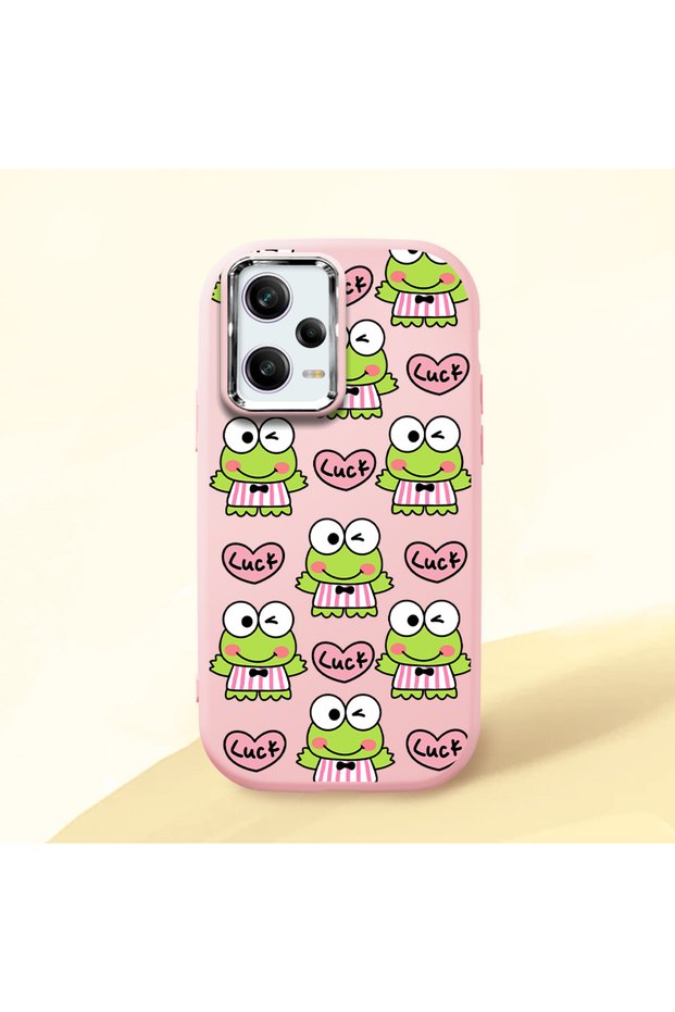 Redmi Note 12 Pro Speed Compatible Shock-Absorbing Camera Protected Pink Silicone Case Frog Princess