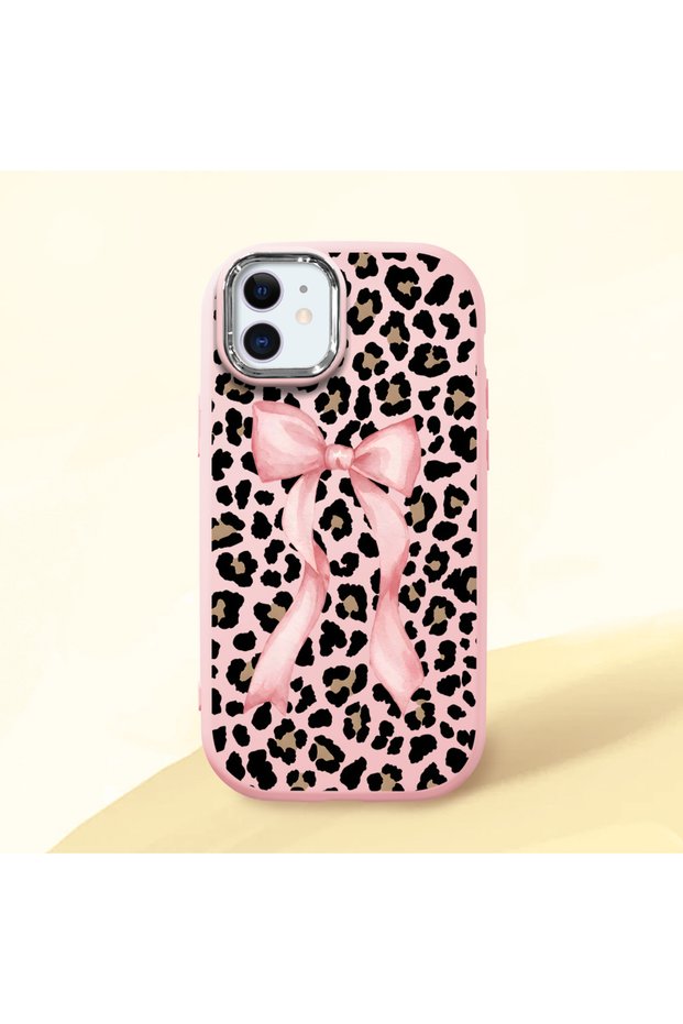 iPhone 11 Compatible Shock-Absorbing Camera Protected Pink Silicone Case Leopard Printed I