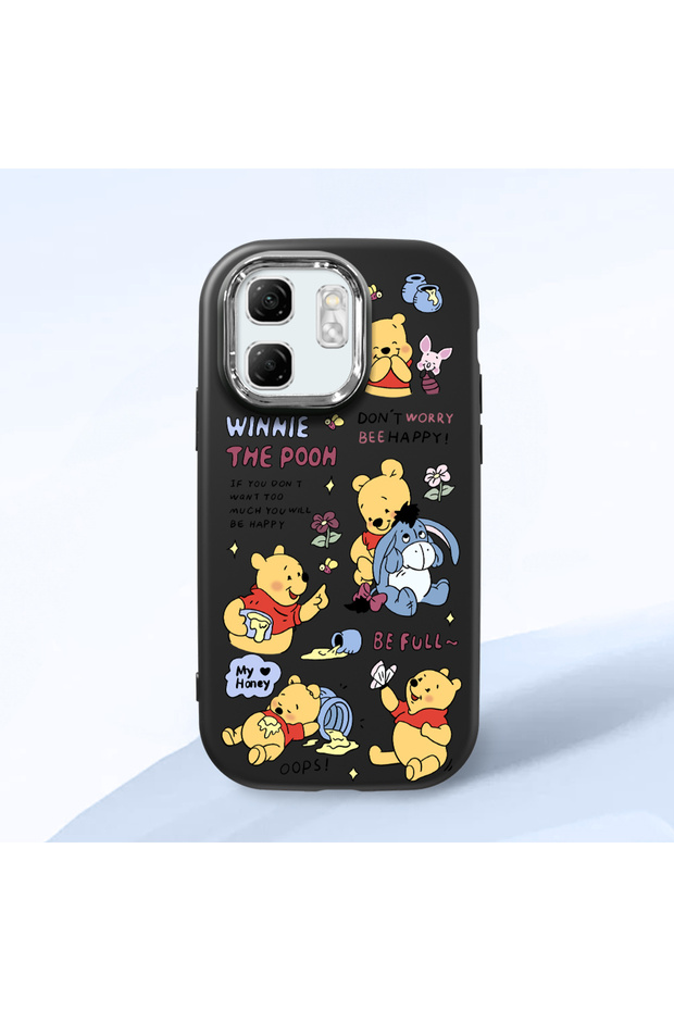 Infinix Hot 50I Compatible Shock-Absorbing Camera Protected Black Silicone Case Cartoon Patterned