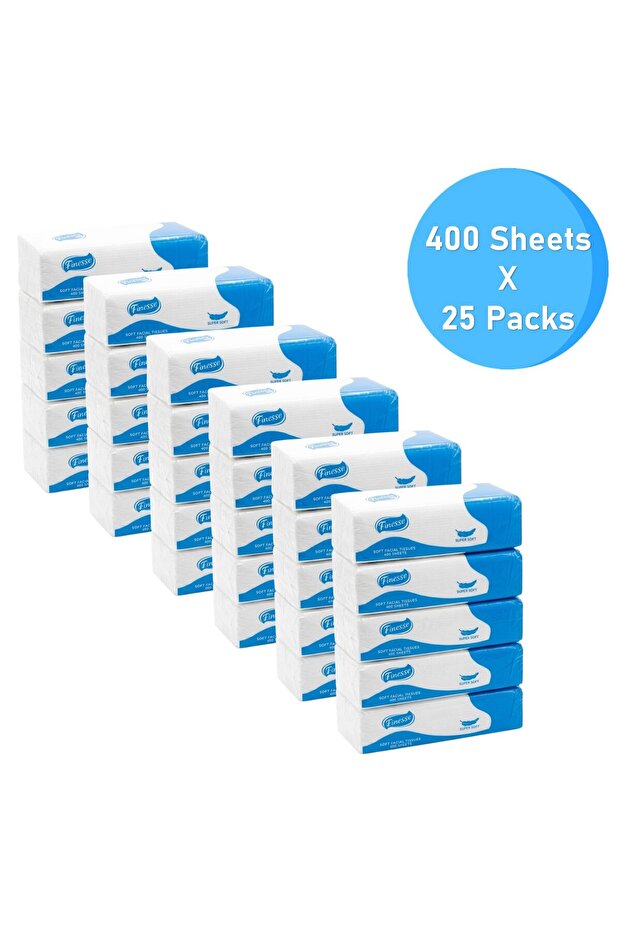 Daily Care Soft Pack Facial Tissue - Pack of 25 Boxes, 400 sheets x 2 Ply
