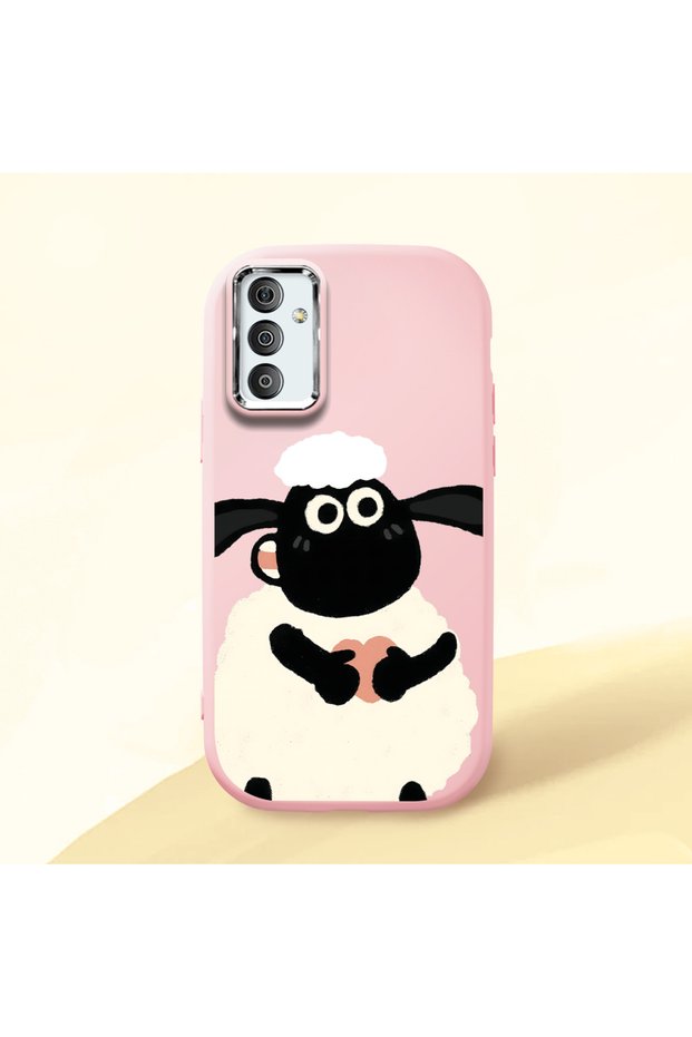 حافظة سيليكون وردية اللون متوافقة مع هاتف سامسونج جالاكسي M23/M13 مع حماية للكاميرا ماصّ للصدمات درجة منقوش