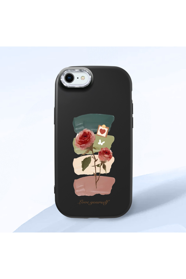 Black Silicone Case with Shock-Absorbing Camera Protections Compatible with iPhone 7/8/Se 2020 2022 Artistic Patterns