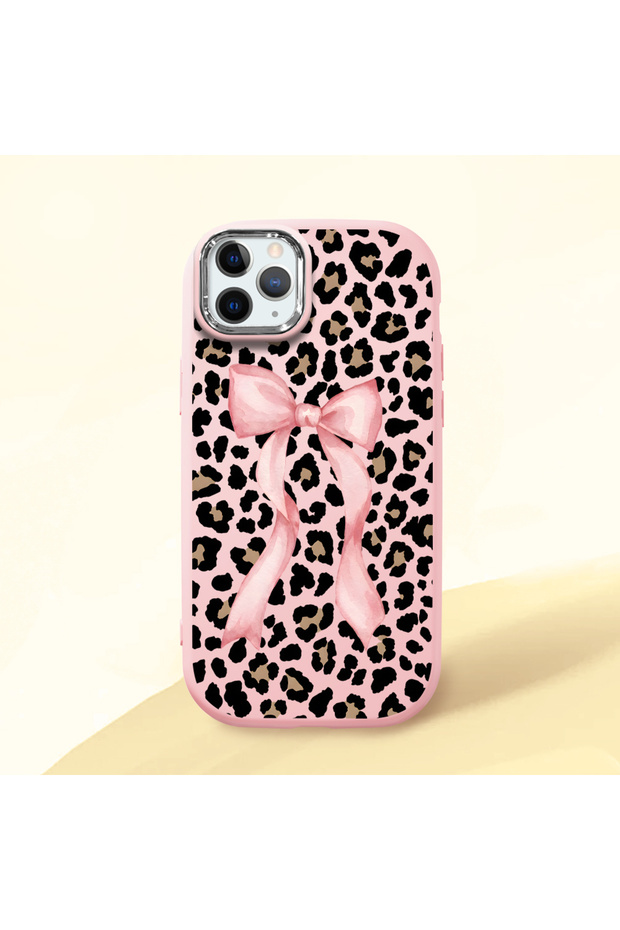 iPhone 11 Pro Max Compatible Shock-Absorbing Camera Protected Pink Silicone Case Leopard Printed I