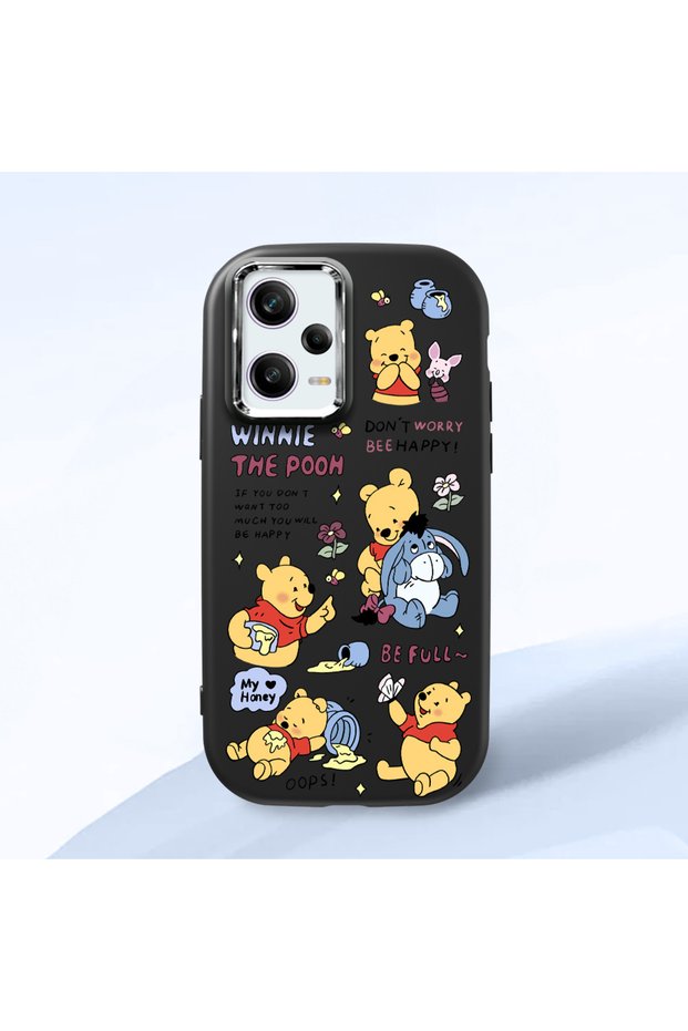 Poco X5 Pro 5g Compatible Shock-Absorbing Camera Protected Black Silicone Case Cartoon Patterned
