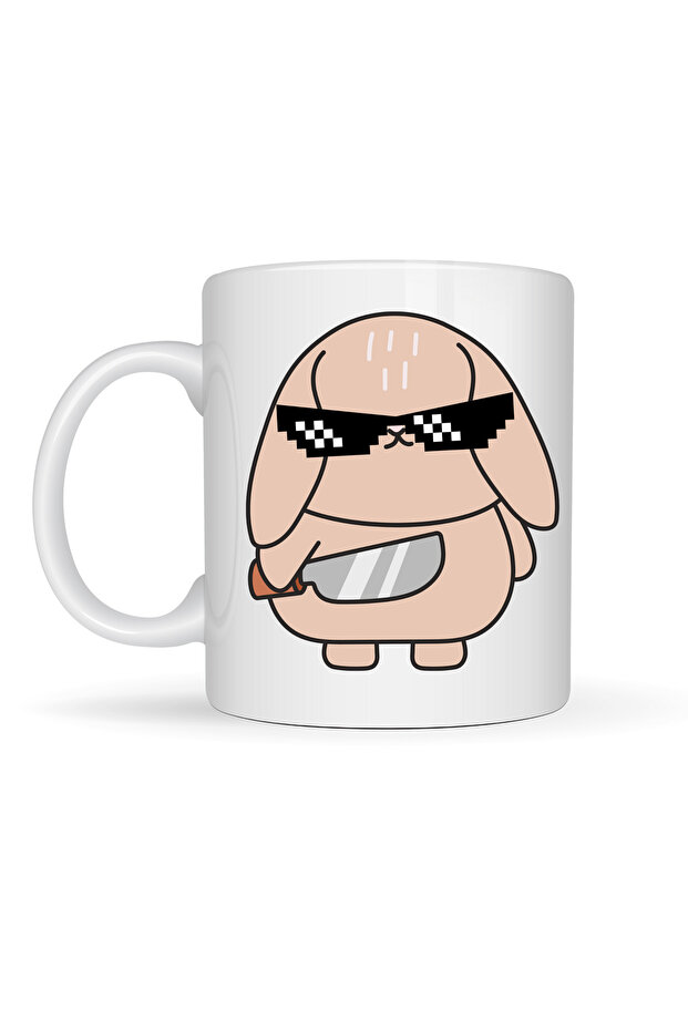 Cool Rabbit Design Porcelain Mug Model 93 – Fun, Cool, and Energetic Coffee Cup