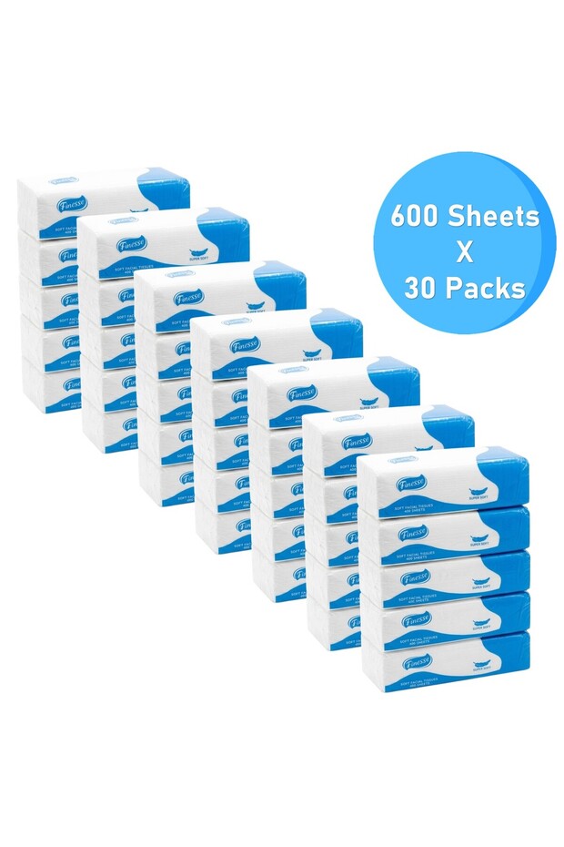 Daily Care Soft Pack Facial Tissue - Pack of 30 Boxes, 600 sheets x 2 Ply