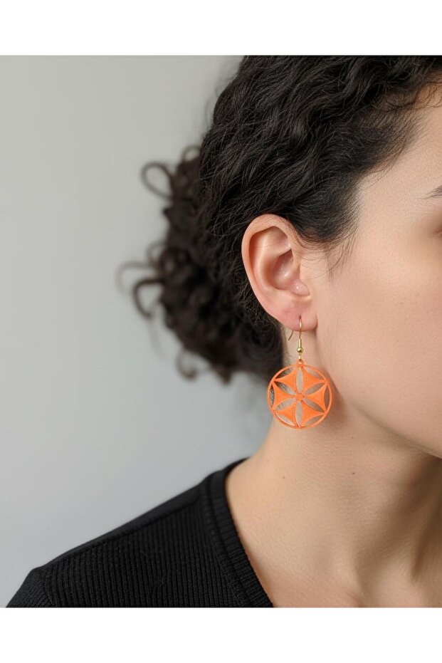 Edge Orange Modern Stylish Decorative Design Women's Earrings