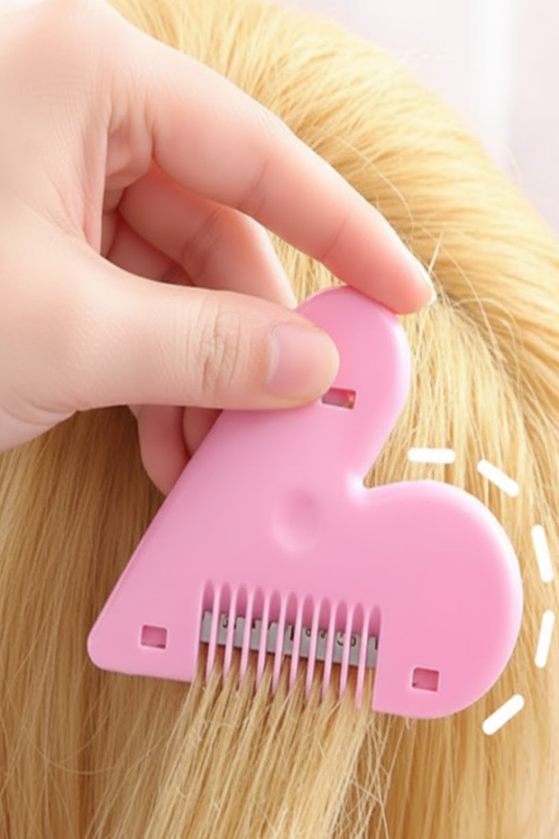 Pink Color Heart Shape Hair Breakage Removal Apparatus